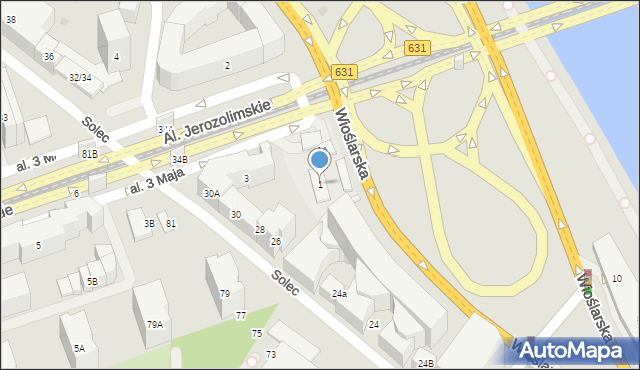 Warszawa, Aleja 3 Maja, 1, mapa Warszawy