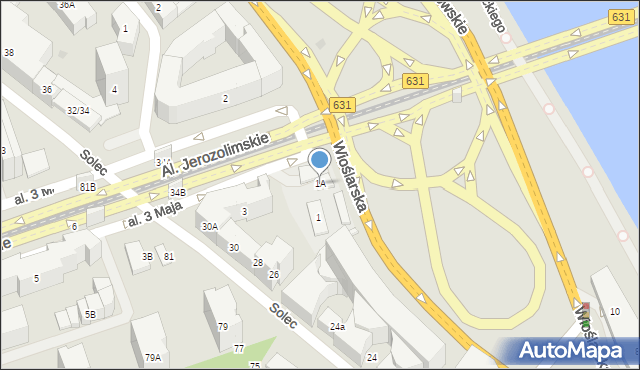 Warszawa, Aleja 3 Maja, 1A, mapa Warszawy