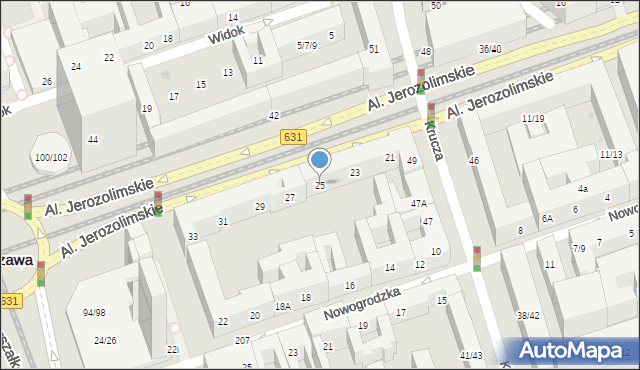 Warszawa, Aleje Jerozolimskie, 25, mapa Warszawy