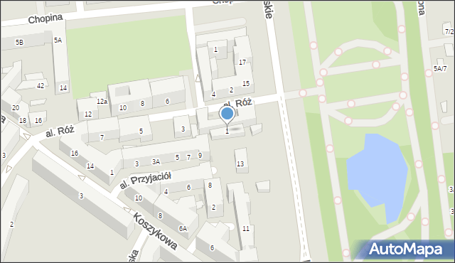Warszawa, Aleja Róż, 1, mapa Warszawy