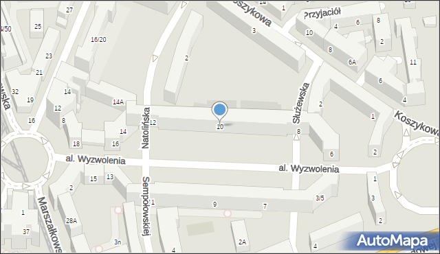 Warszawa, Aleja Wyzwolenia, 10, mapa Warszawy