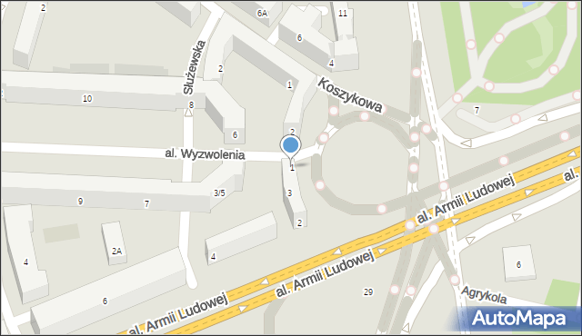 Warszawa, Aleja Wyzwolenia, 1, mapa Warszawy