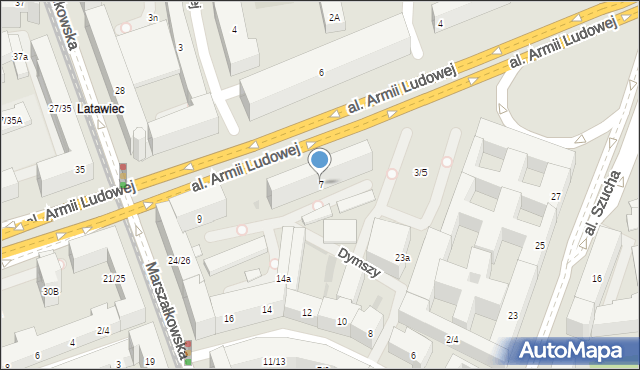 Warszawa, Aleja Armii Ludowej, 7, mapa Warszawy