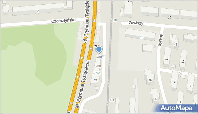Warszawa, Aleja Prymasa Tysiąclecia, 78D, mapa Warszawy