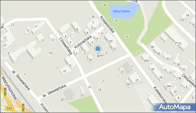 Warszawa, Aleja Słowiańska, 14, mapa Warszawy