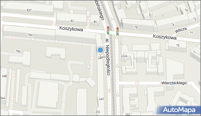 Warszawa, Aleja Niepodległości, 245, mapa Warszawy