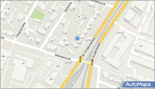Warszawa, Aleja Krakowska, 111, mapa Warszawy