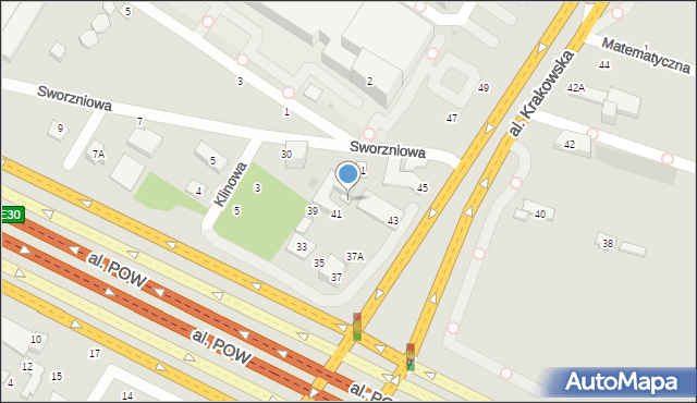 Warszawa, Aleja Krakowska, 41A, mapa Warszawy