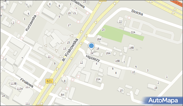 Warszawa, Aleja Krakowska, 14, mapa Warszawy