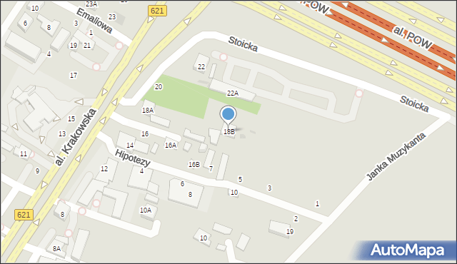 Warszawa, Aleja Krakowska, 18B, mapa Warszawy
