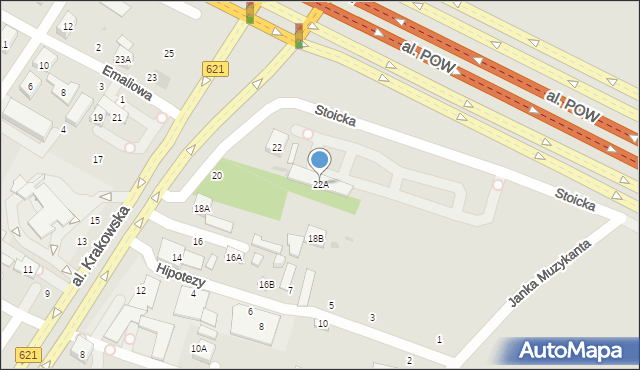 Warszawa, Aleja Krakowska, 22A, mapa Warszawy
