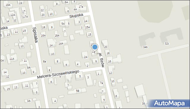 Warszawa, Aleja Bzów, 11A, mapa Warszawy