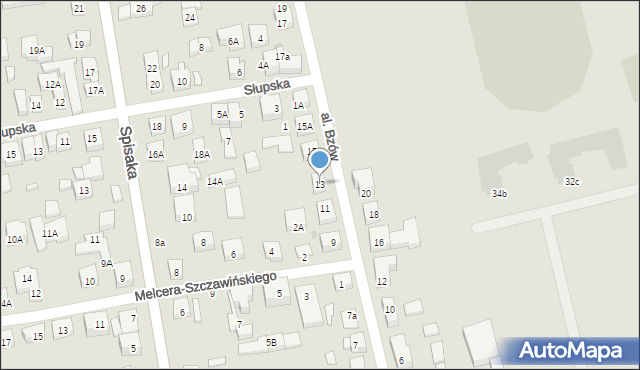 Warszawa, Aleja Bzów, 13, mapa Warszawy