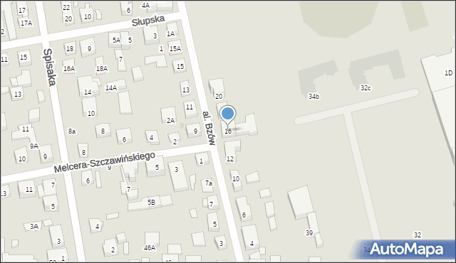 Warszawa, Aleja Bzów, 16, mapa Warszawy