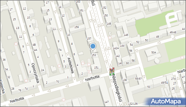 Warszawa, Aleja Niepodległości, 153/155, mapa Warszawy