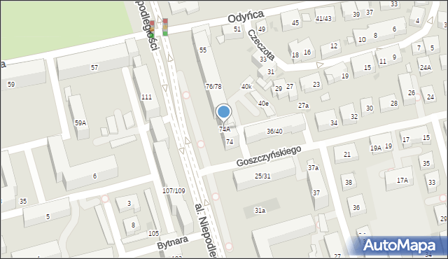 Warszawa, Aleja Niepodległości, 74A, mapa Warszawy
