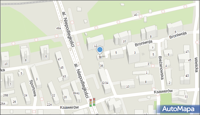 Warszawa, Aleja Niepodległości, 38, mapa Warszawy