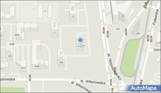 Warszawa, Aleja Niepodległości, 9/11, mapa Warszawy