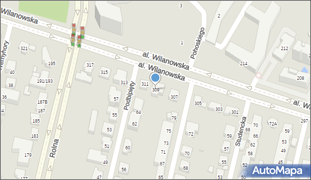 Warszawa, Aleja Wilanowska, 309, mapa Warszawy