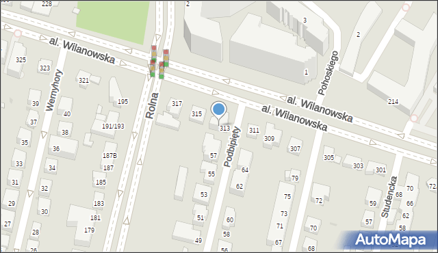 Warszawa, Aleja Wilanowska, 313A, mapa Warszawy