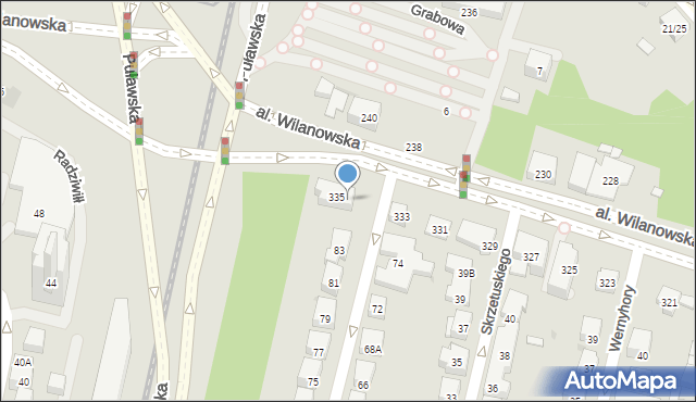Warszawa, Aleja Wilanowska, 335A, mapa Warszawy