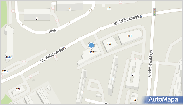 Warszawa, Aleja Wilanowska, 365, mapa Warszawy