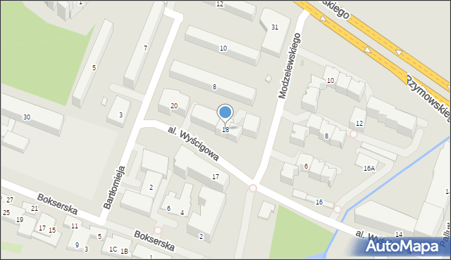 Warszawa, Aleja Wyścigowa, 18, mapa Warszawy