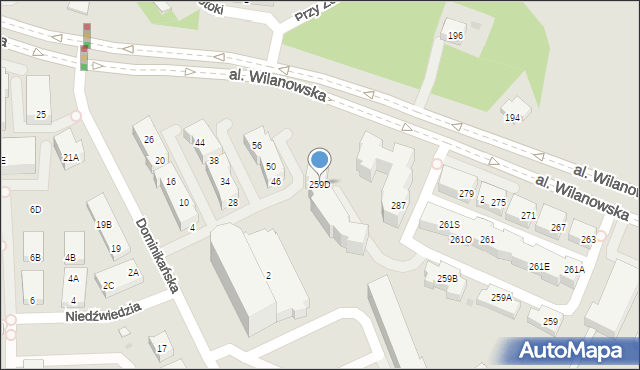 Warszawa, Aleja Wilanowska, 259D, mapa Warszawy