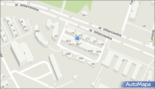 Warszawa, Aleja Wilanowska, 261, mapa Warszawy