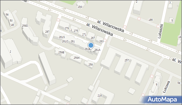 Warszawa, Aleja Wilanowska, 261C, mapa Warszawy