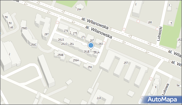Warszawa, Aleja Wilanowska, 261D, mapa Warszawy