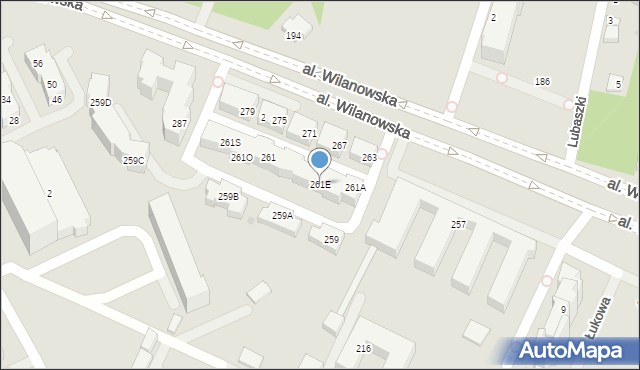 Warszawa, Aleja Wilanowska, 261E, mapa Warszawy