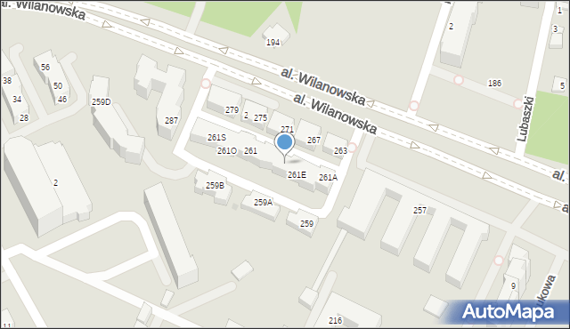 Warszawa, Aleja Wilanowska, 261H, mapa Warszawy