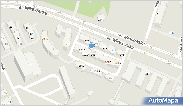 Warszawa, Aleja Wilanowska, 261N, mapa Warszawy