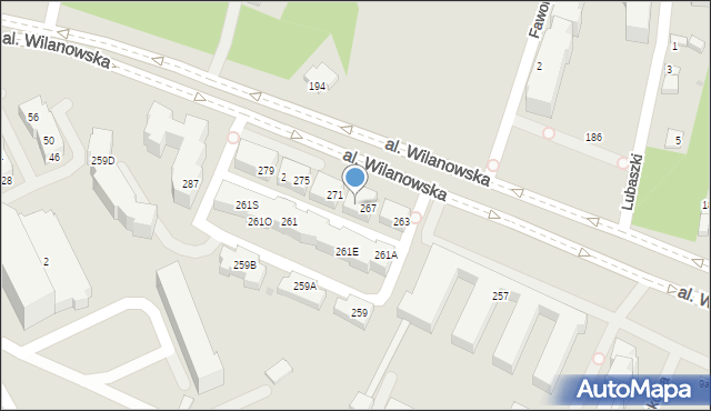 Warszawa, Aleja Wilanowska, 269, mapa Warszawy