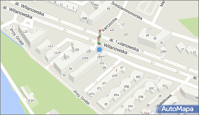 Warszawa, Aleja Wilanowska, 103, mapa Warszawy