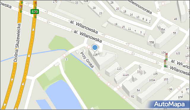 Warszawa, Aleja Wilanowska, 115, mapa Warszawy
