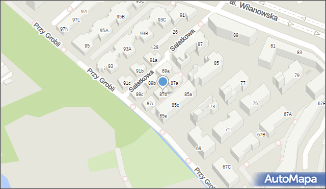 Warszawa, Aleja Wilanowska, 87b, mapa Warszawy