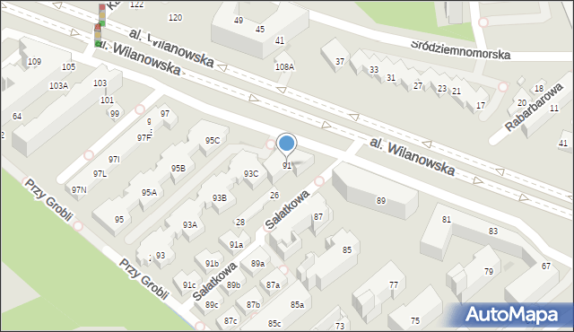 Warszawa, Aleja Wilanowska, 91, mapa Warszawy