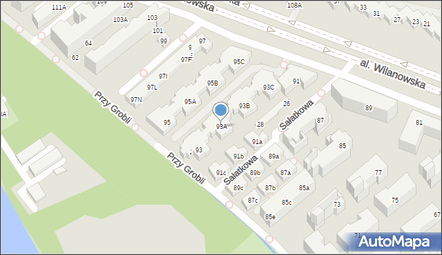 Warszawa, Aleja Wilanowska, 93A, mapa Warszawy
