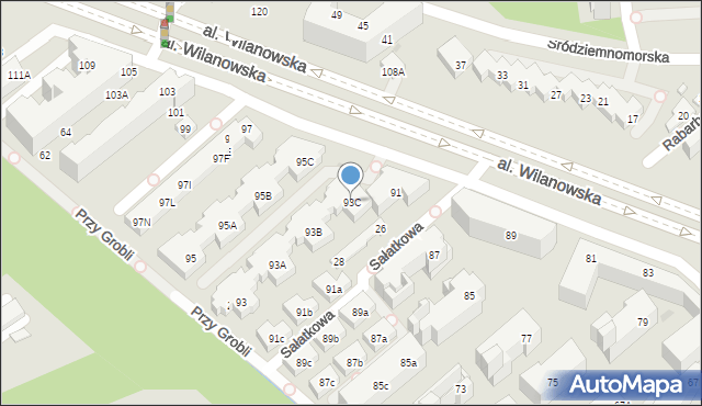 Warszawa, Aleja Wilanowska, 93C, mapa Warszawy