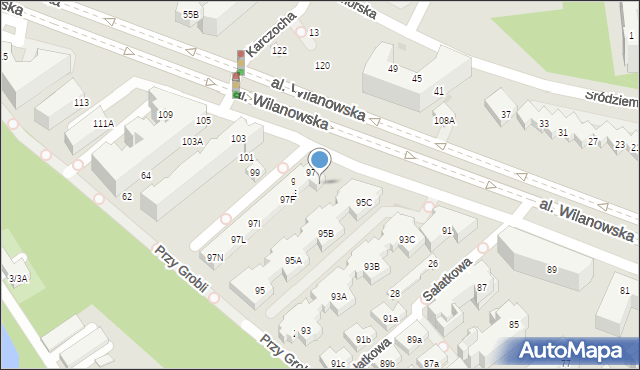 Warszawa, Aleja Wilanowska, 97A, mapa Warszawy
