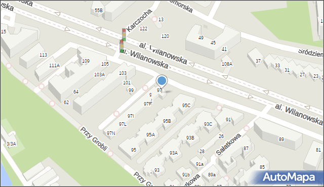 Warszawa, Aleja Wilanowska, 97B, mapa Warszawy