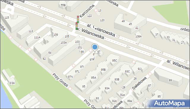 Warszawa, Aleja Wilanowska, 97C, mapa Warszawy