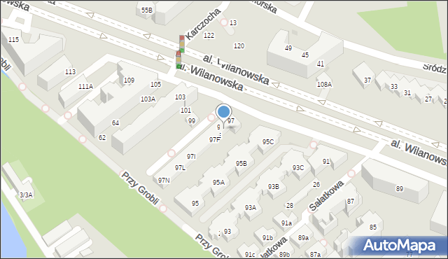 Warszawa, Aleja Wilanowska, 97D, mapa Warszawy
