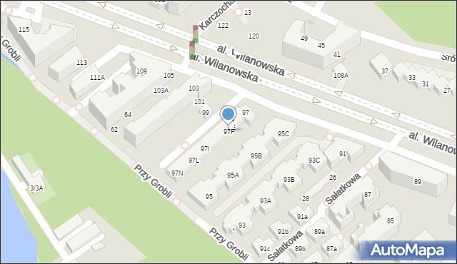 Warszawa, Aleja Wilanowska, 97F, mapa Warszawy