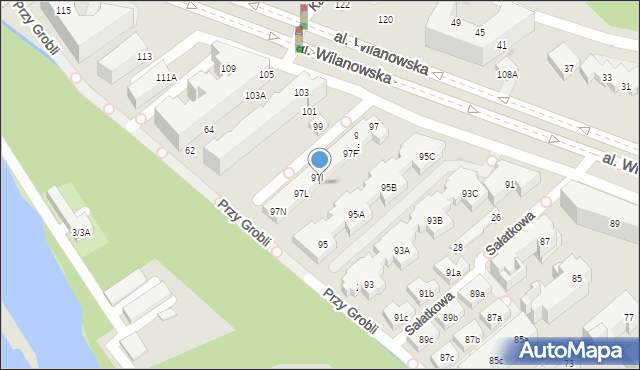 Warszawa, Aleja Wilanowska, 97J, mapa Warszawy