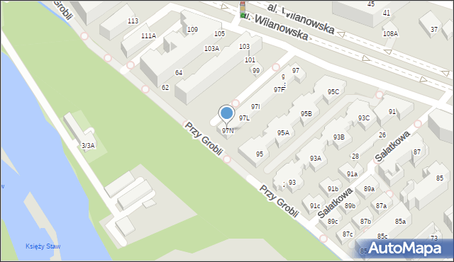 Warszawa, Aleja Wilanowska, 97N, mapa Warszawy