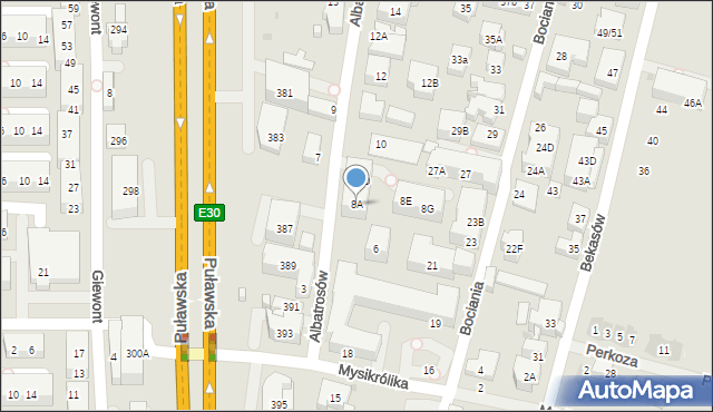 Warszawa, Albatrosów, 8A, mapa Warszawy