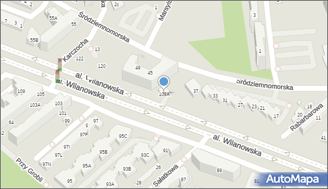 Warszawa, Aleja Wilanowska, 108A, mapa Warszawy